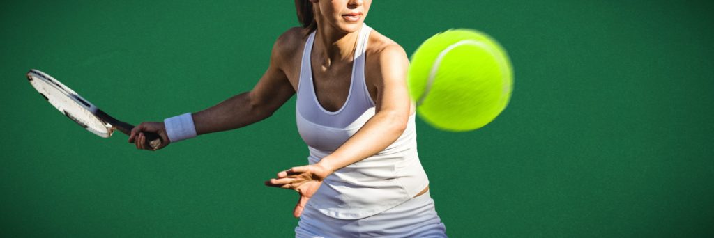 Composite image of tennis woman